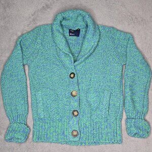 Vintage American Eagle Outfitters Cardigan Large Green Blue Jr Missy Wool Blend